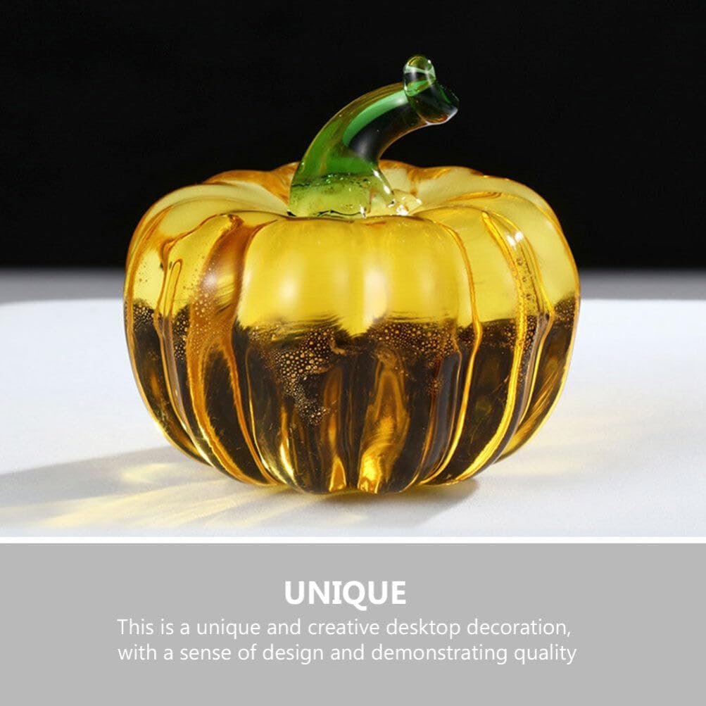 Abaodam Crystal Glass Pumpkin Small Desktop Decoration Photo Prop for Home and Office Halloween Tabletop Ornament