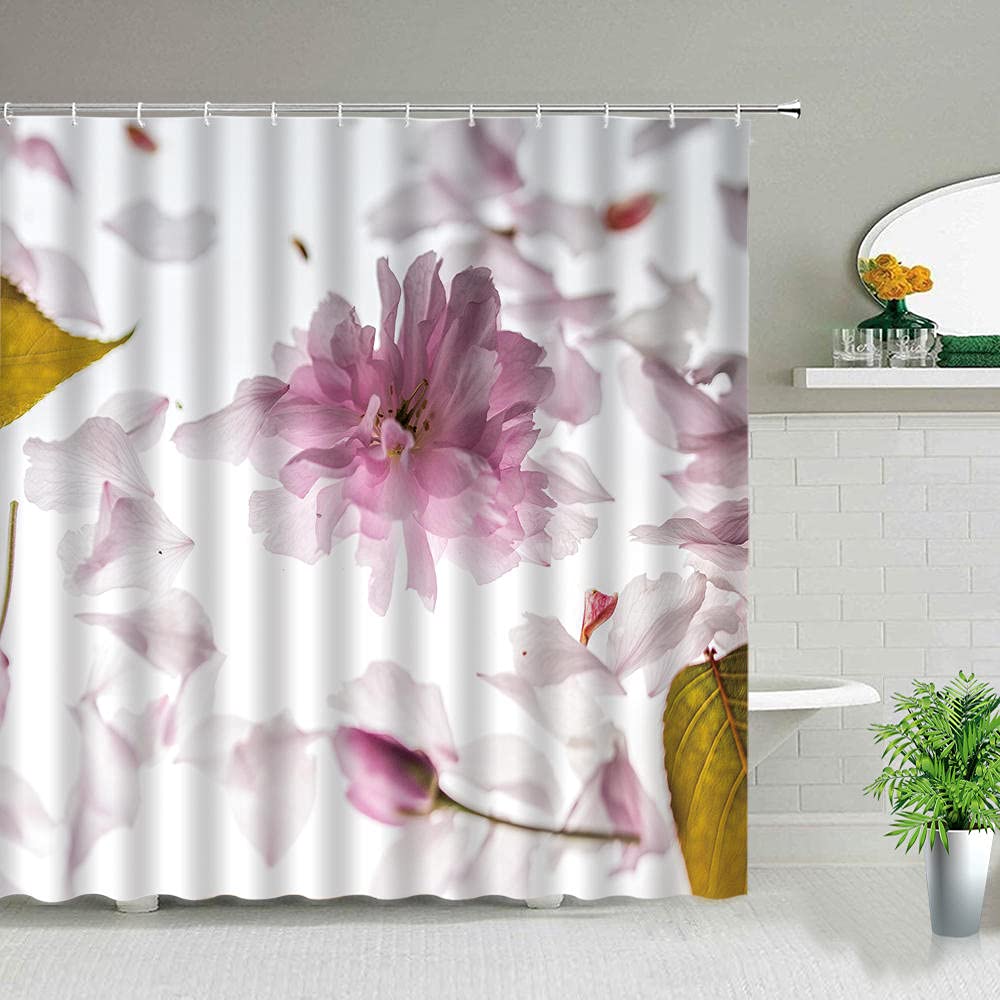 Tenda da doccia rosa e gialla, Tenda da bagno moderna