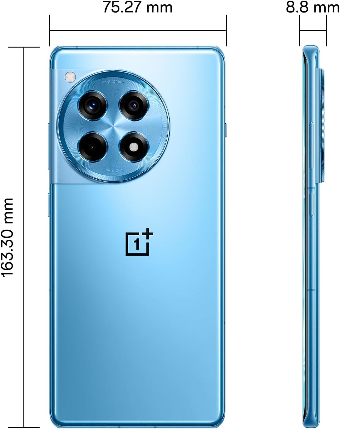 Atgal view of the OnePlus 12R smartphone, highlighting the camera module and brand logo.