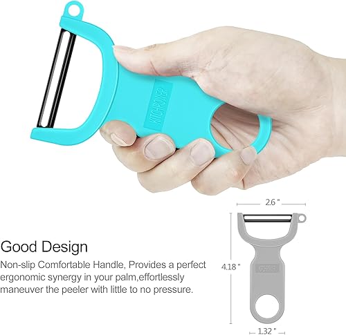 Miniatura 4 de Pelador de verduras original, peladores de patatas para cocina, hoja de acero al carbono, paquete de 3 unidades, grisazulnegro