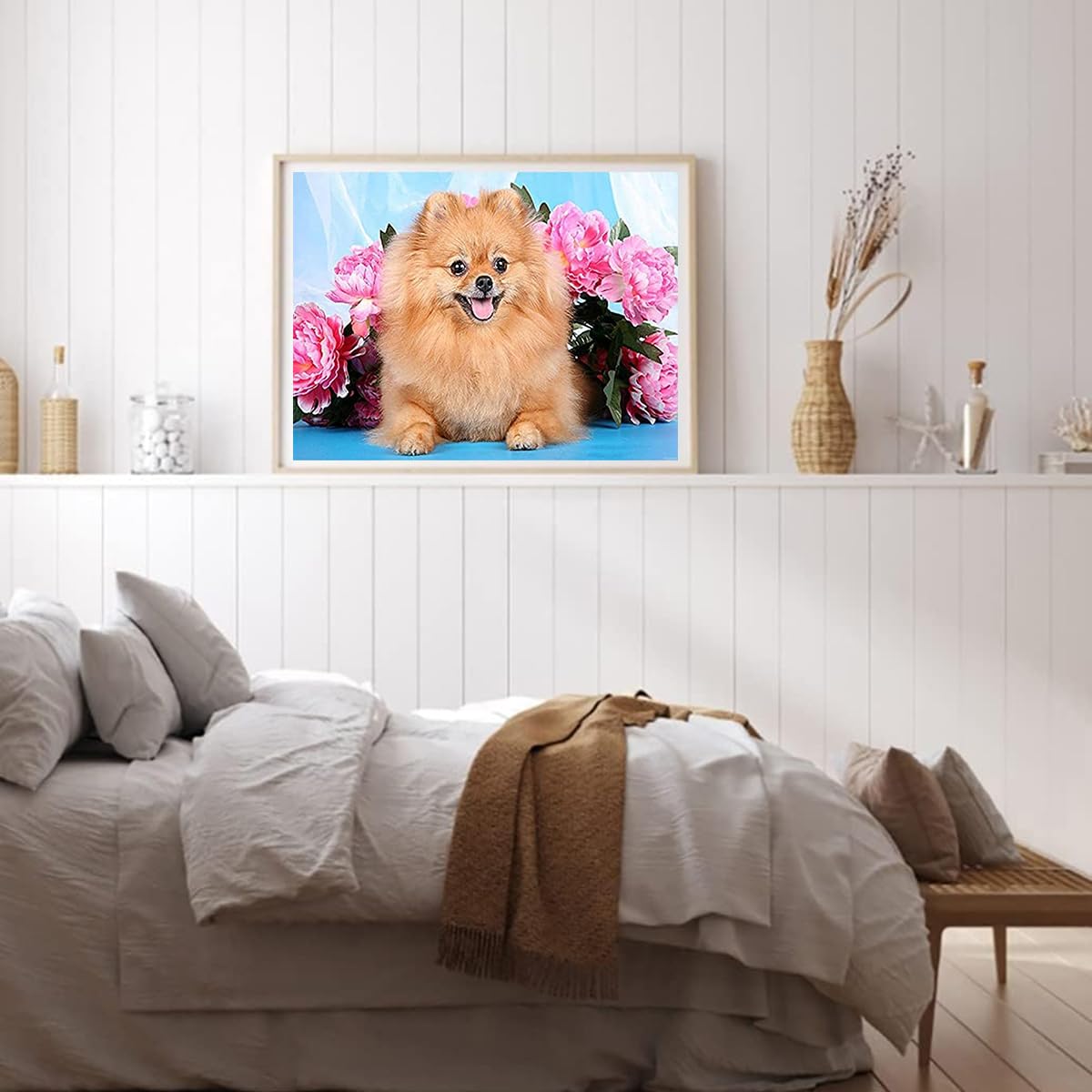 Diamond Painting Flor De Pomerania Pintura Diamante Adultos Punto De Cruz Kit Completo DIY 5D Bordado Manualidades Puzzle Cuadro Diamantes Artdot Decoración De Pared Para El Hogar 55x75cm I-10602