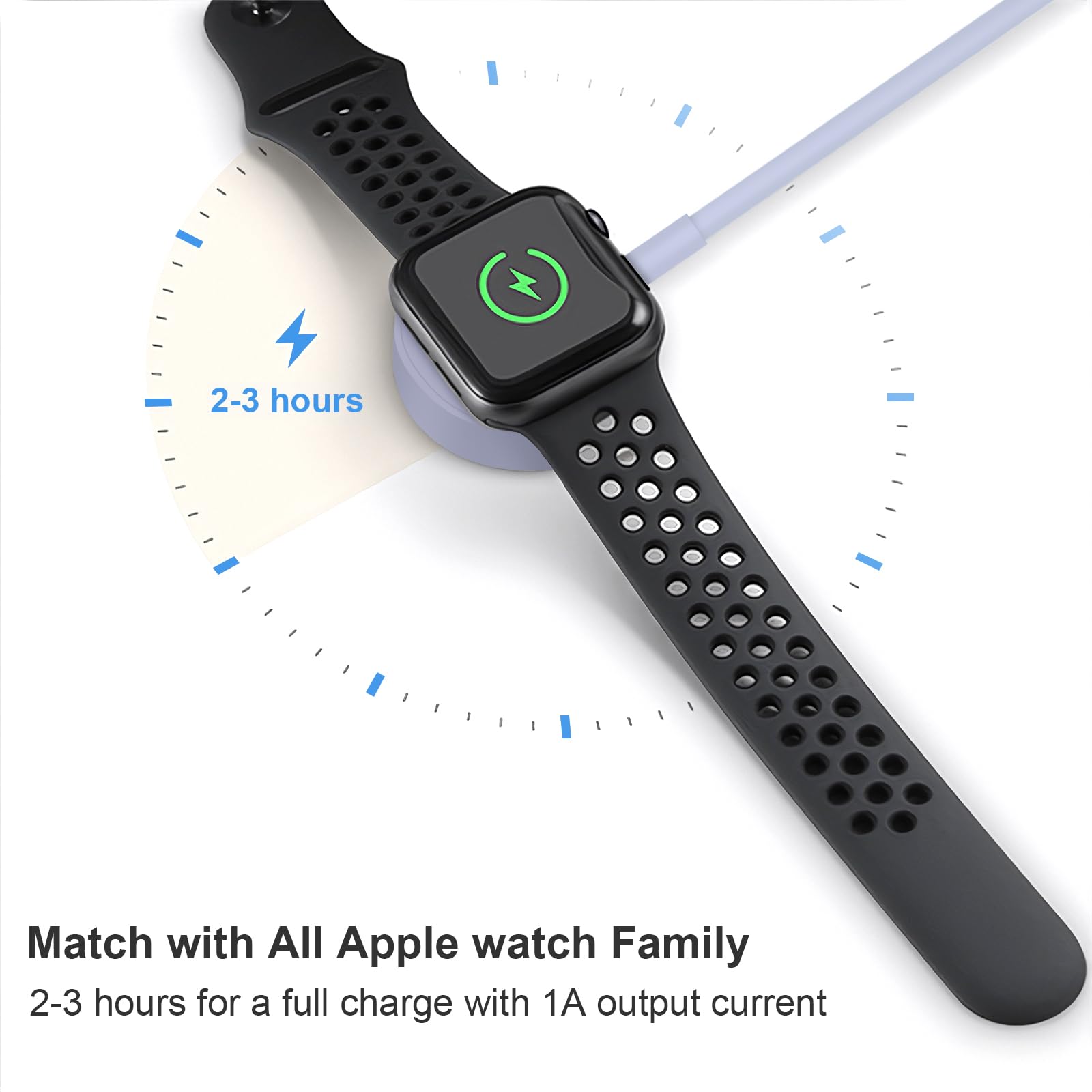 Caricabatterie per orologio per Apple Watch Charger [Apple MFi certificato] Caricabatterie per orologio magnetico iWatch Caricatore da 3,3 piedi Cavo di ricarica rapida USB A Adattatore da parete per