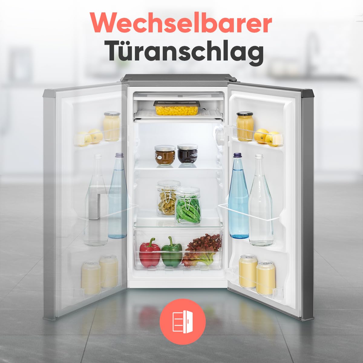 Bomann KS 7257 Kühlschrank 83 Liter Frostfach LED Beleuchtung inox