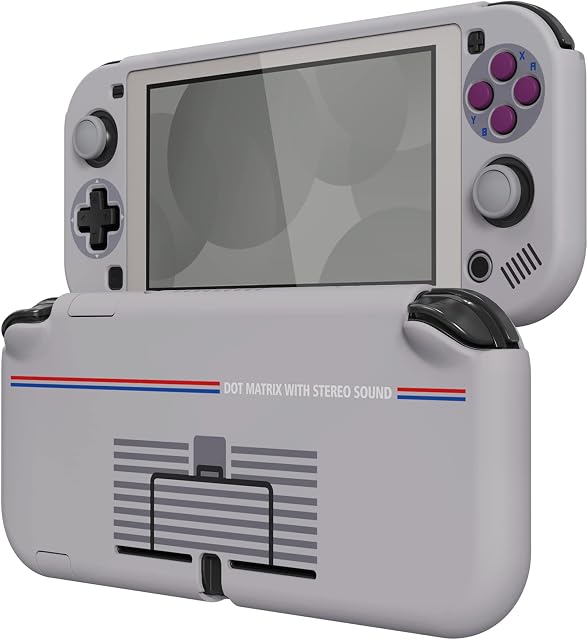 eXtremeRate PlayVital Etui Ochronny do Switch Lite,Obudowa Twardy Futerał Ochronny do Switch Lite z Ochraniacz Ekranu&Kciuka Caps&Caps Przycisków Stickers-Klasyczny 1989 GB DMG-01