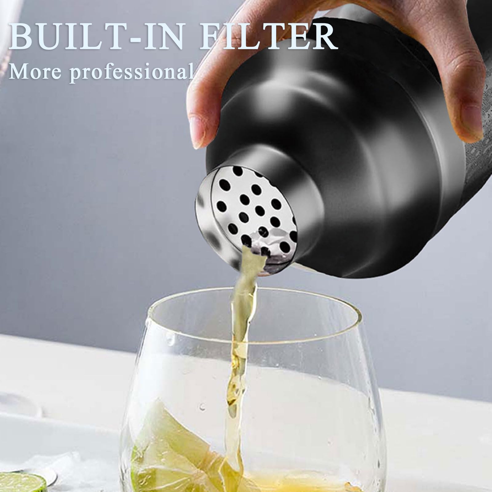Coctelera para Cócteles Kit 12 piezas Coctelera de Acero Inoxidable Con Soportecon Mortero de Cóctel accesorios de bar Profesional Barman Herramientas para Mezclar Bebidas,Barra,hogar,Fiestas