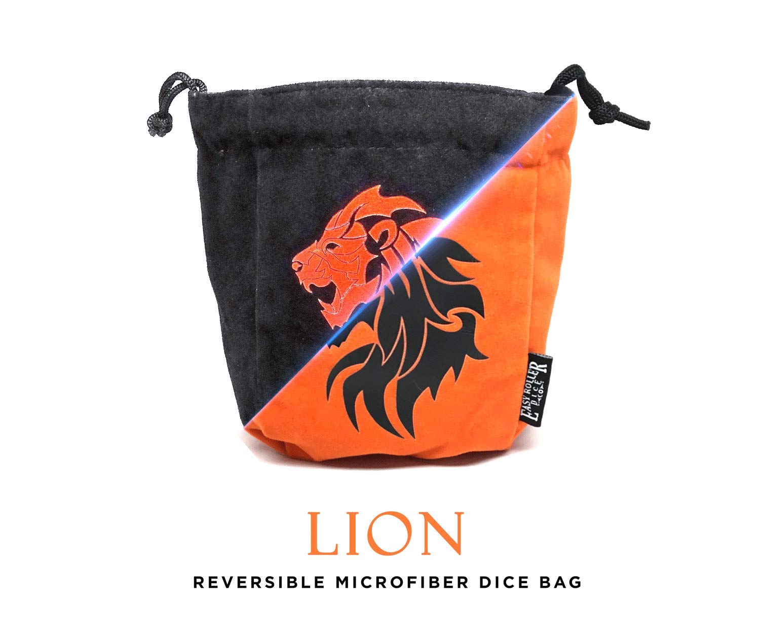 Microfiber Large Dice Bag - Truly Reversible with Lion Image on Each Side - Stands Up on its Own and Holds 200+ Dice