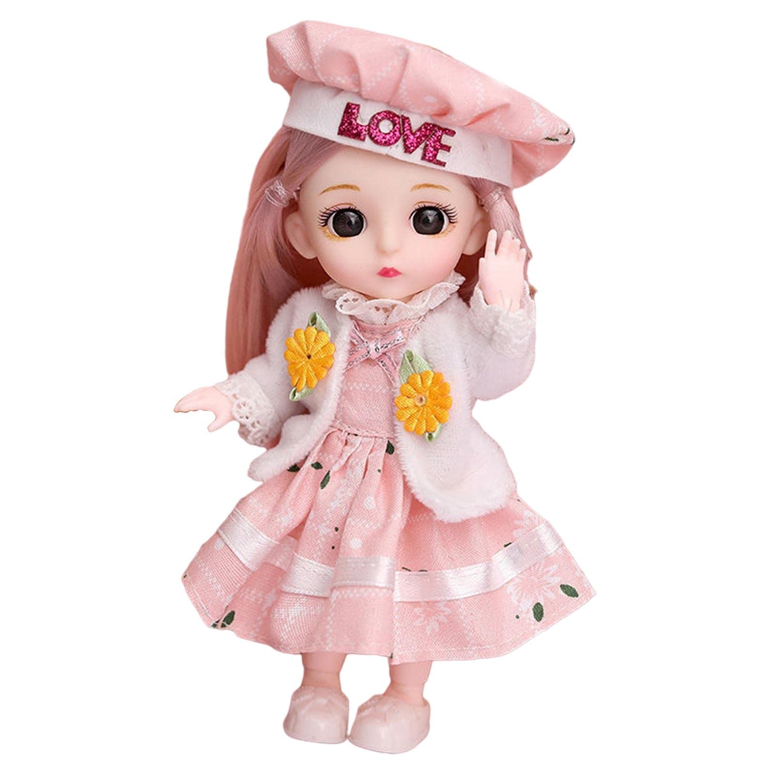 ATORSE 1:12 Baby Doll Girls Baby Beautiful Dress Up 3D Eyes Role