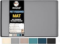 MateeyLife Waterproof Nonslip Dog & Cat Food Mat with Raised Edges - Silicone Feeding Tray for Messy Eaters, 18x12 Grey