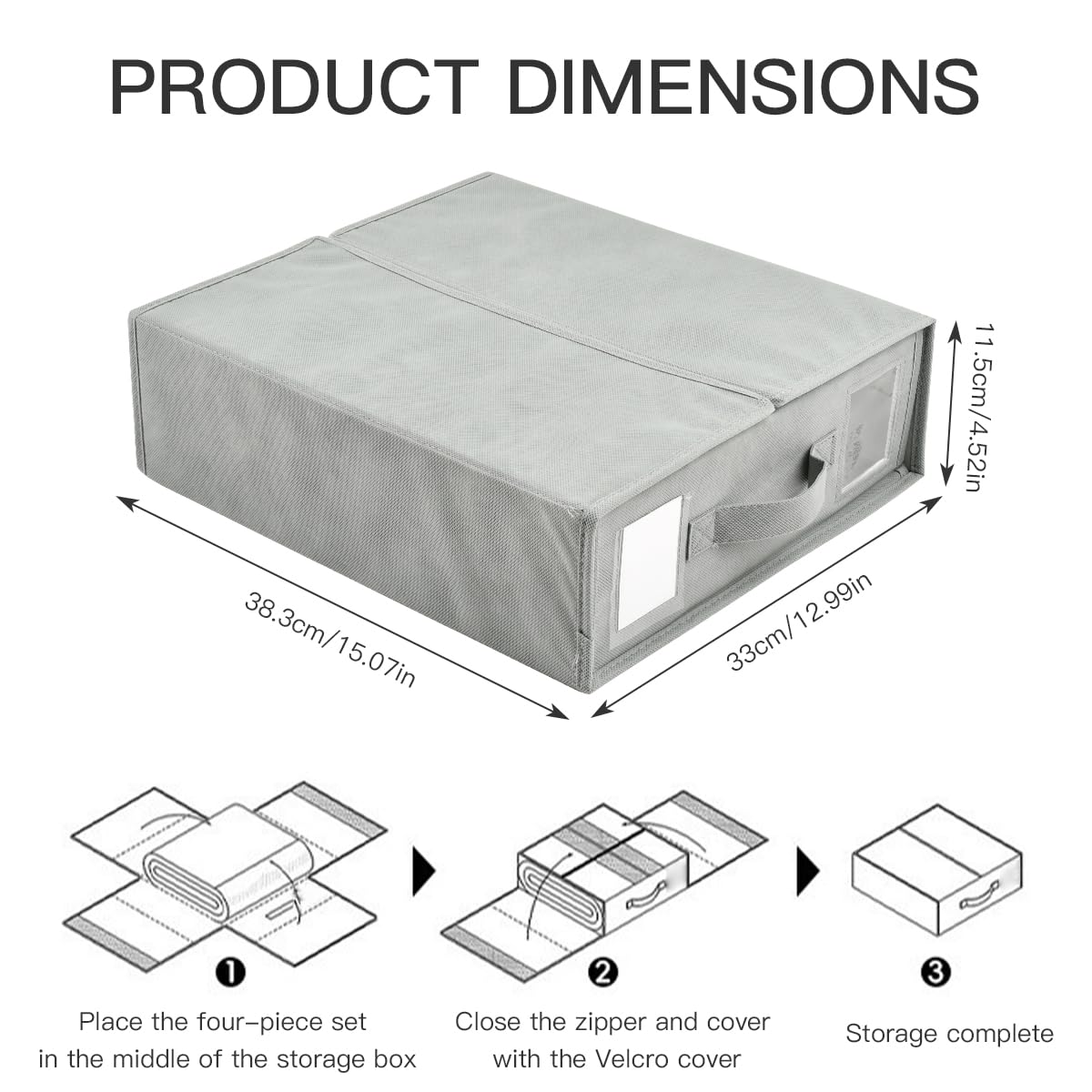 Lot de 6 Rangements de Draps, BoîTe de Rangement pour Drap Pliable avec FenêTre, Rangement Drap de Lit avec étiquette, pour le Rangement Sous le Lit, Dans les Armoires, Dans les Tiroirs -Gris