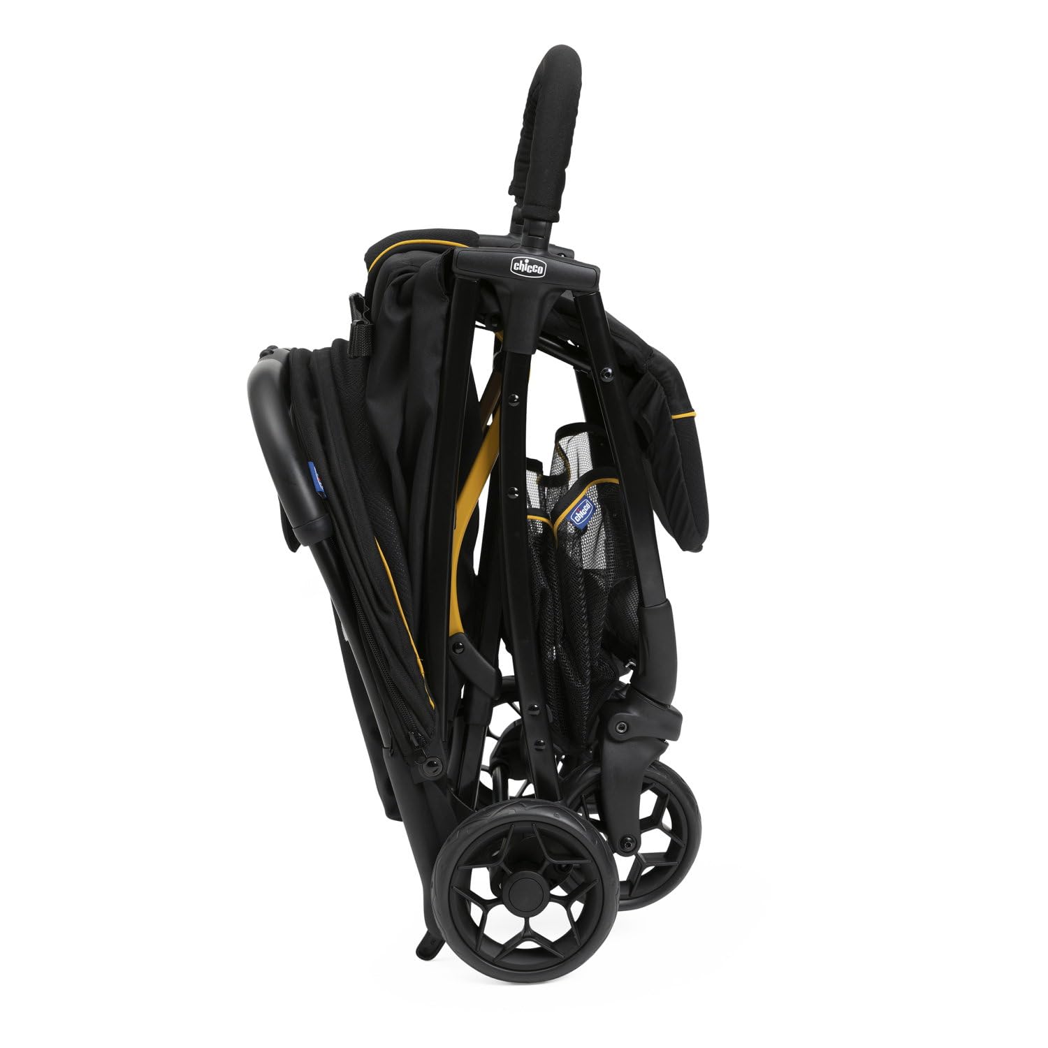 Chicco Glee, Carrito Bebé 0+ Meses-22 Kg, con Cierre Automático y Compacto, Capota Extensible con Tratamiento UV50+ Antilluvia, Respaldo Reclinable y Ajustable y Reposapiés, Negro