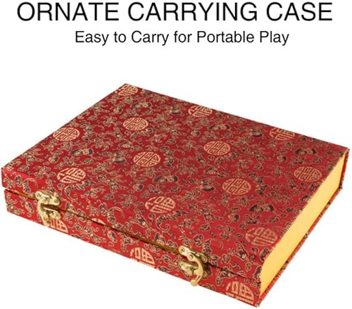 Miniatura 6 de Hey! Play! Juego de mahjong chino con 146 azulejos, dados y estuche de almacenamiento adornado para adultos, niños, niños y niñas