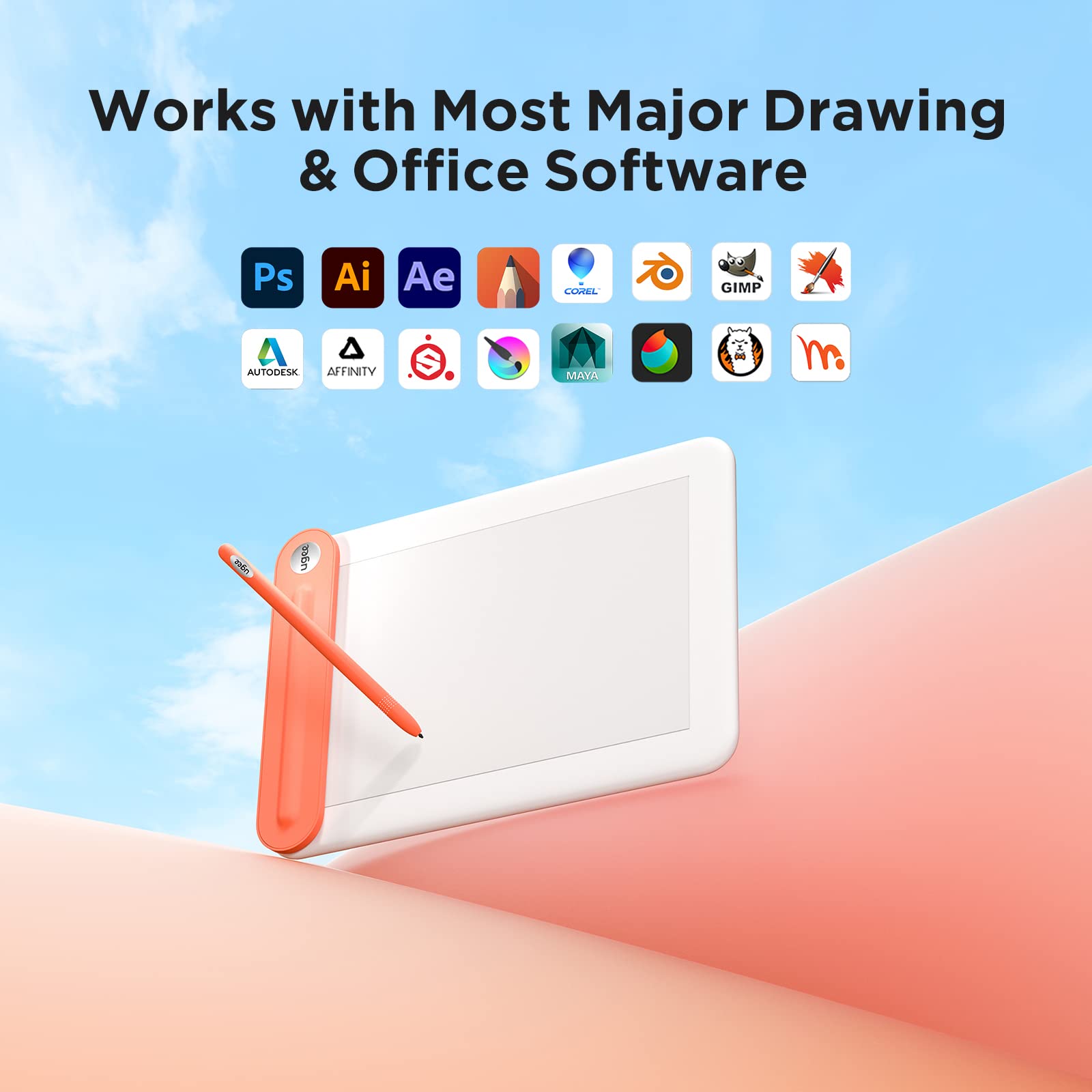 Tablette Graphique Bluetooth UGEE Q8W, Tablette de Dessin Portable 8 Pouces, Tablette Dessin pour Débutants, Tablette avec Stylet Compatible avec Windows, Mac, Chromebook