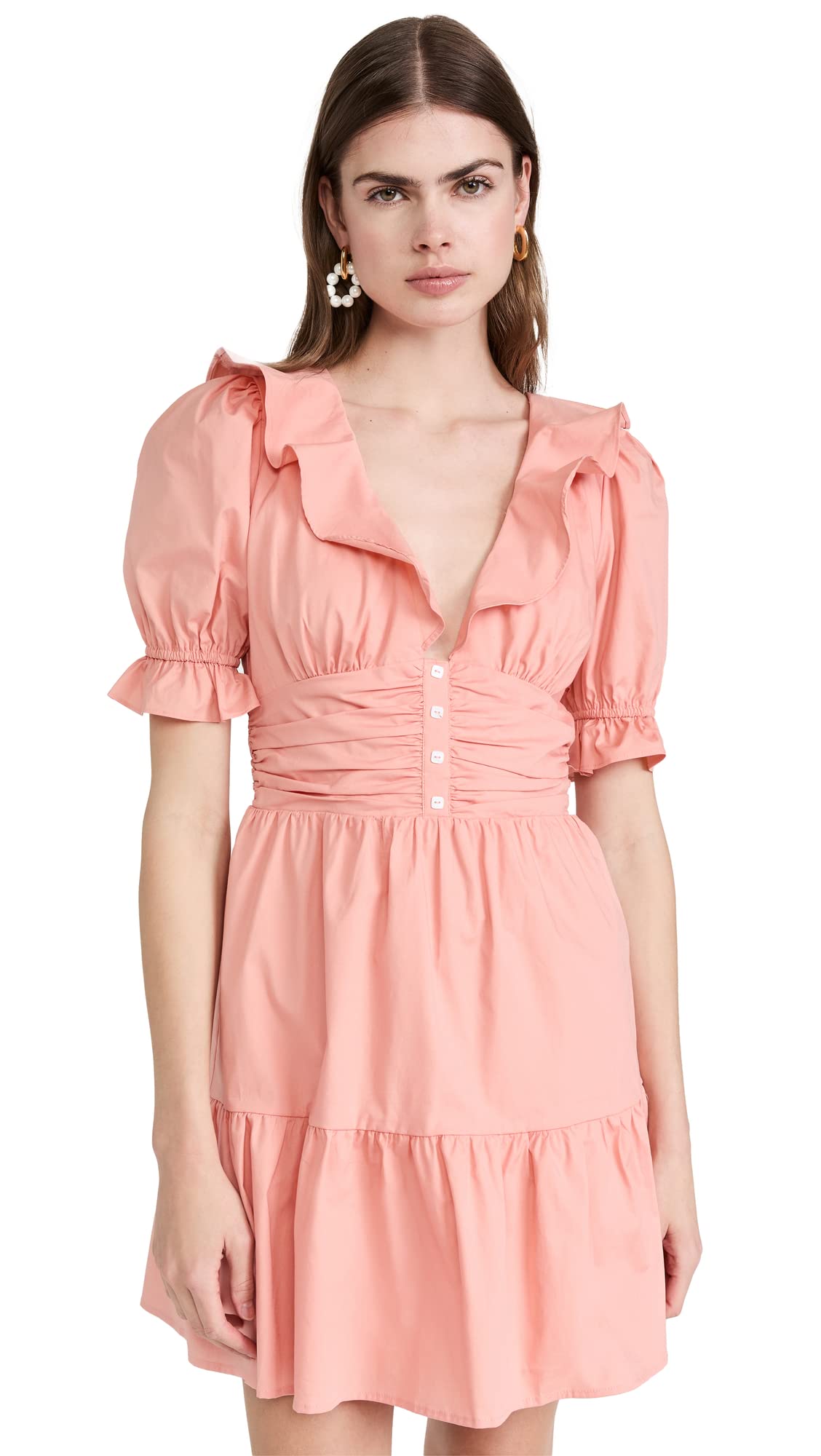 Women's Ruffle Neck Tiered Mini Dress
