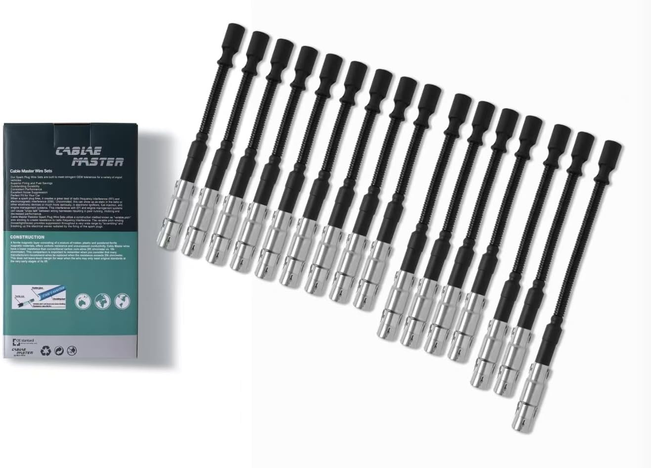 High Performance 2KΩ Spark Plug Wires Compatible with Mercdes-Benz CL500 CLK430 E500 S500 SL500 4.3L 5.0L 5.4L 5.5L v8 16 Wires 1998-2010