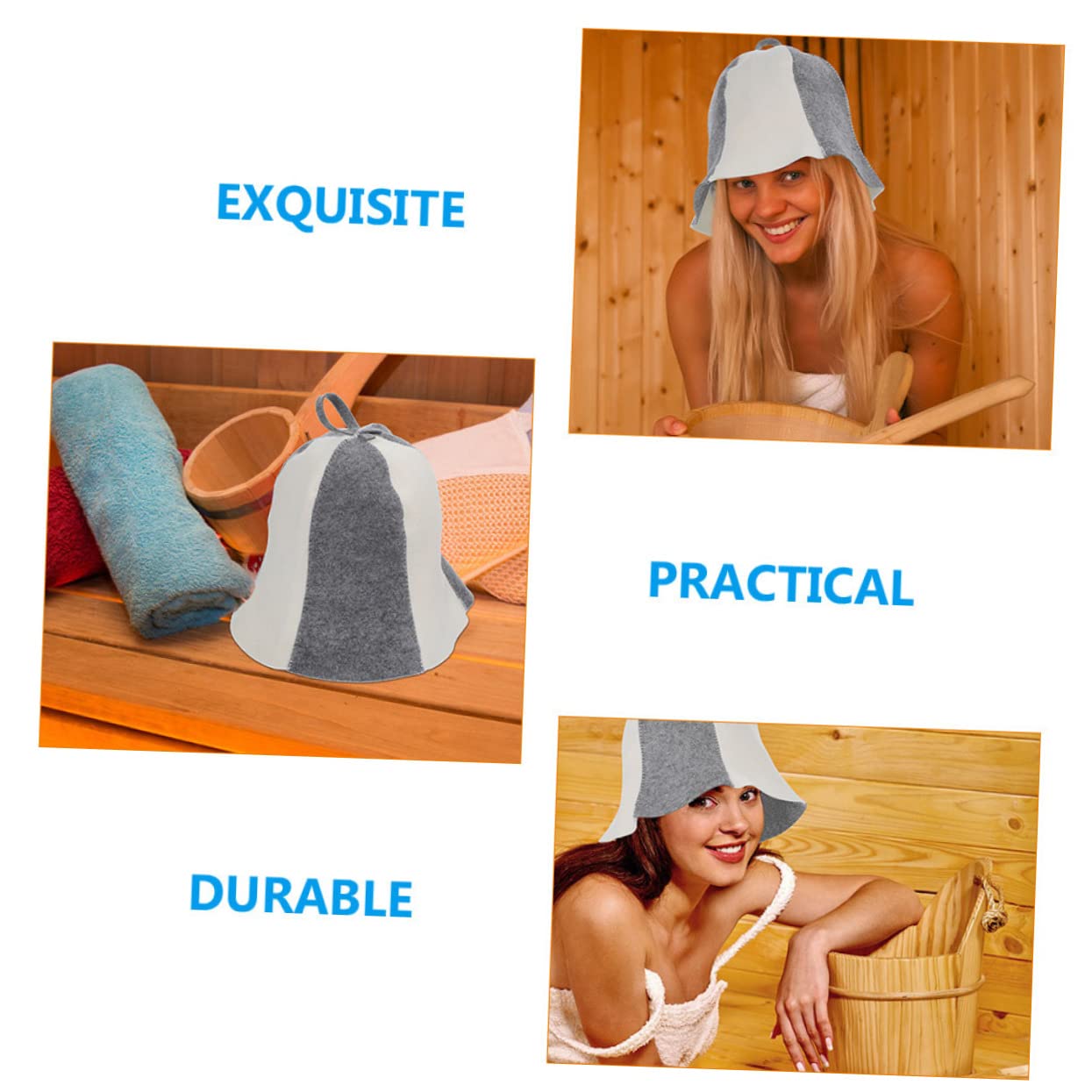 Didiseaon 3 Pcs Felt Sauna Hat Bath Towels Hat for Sauna Supple Felt Materials Sauna Cap Bath House Hat Russian Bathhouse Hats Spa Hat Sauna Hair Cap Viking Sauna Hat Shower Caps