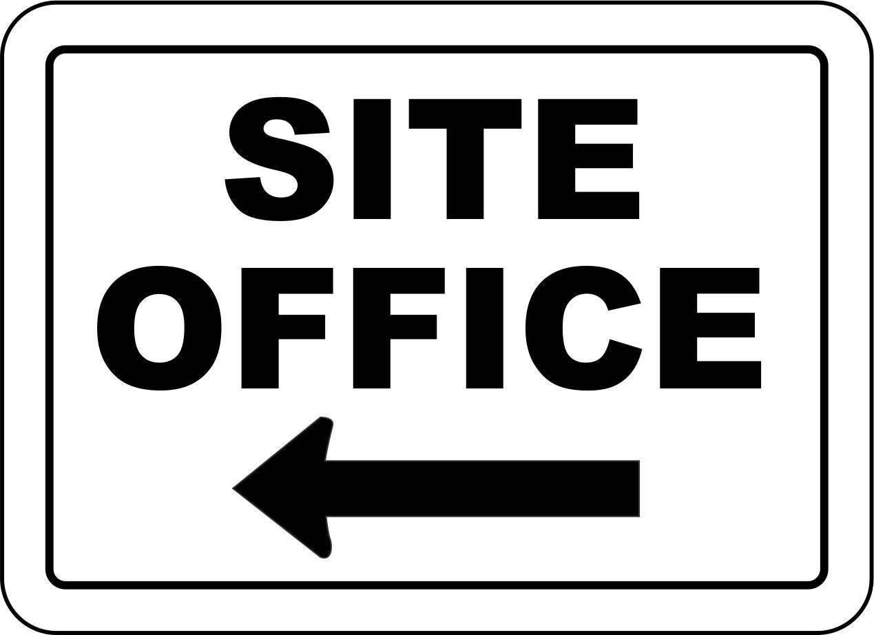 INDIGOS UG - Pegatinas - Seguridad - Advertencia - Site Office (Left Arrow) Sign 609mmx457mm - Decal for Office - Oficina - Empresa - Escuela