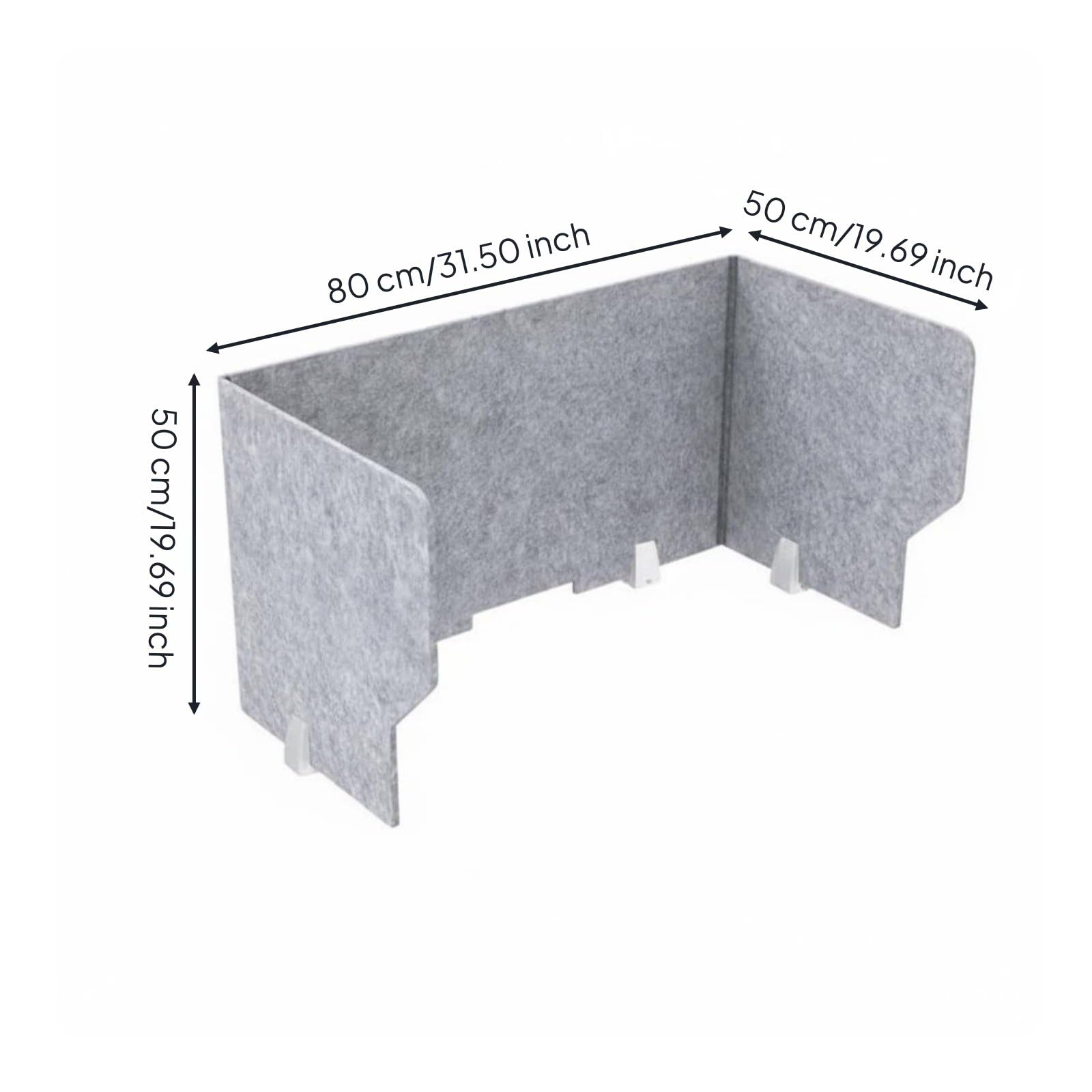 Gralara Pannello Fonoassorbente da Scrivania Leggero Pannello Divisorio da Tavolo Parasole Barriera Scrivania Pieghevole per Impiegati, Ufficio, 80CM, 3 Lati+4 Clip