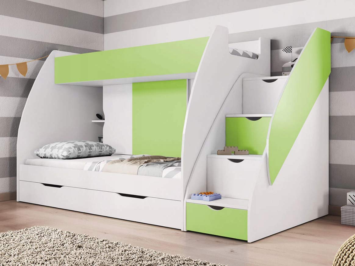 bunk bed with mattress set