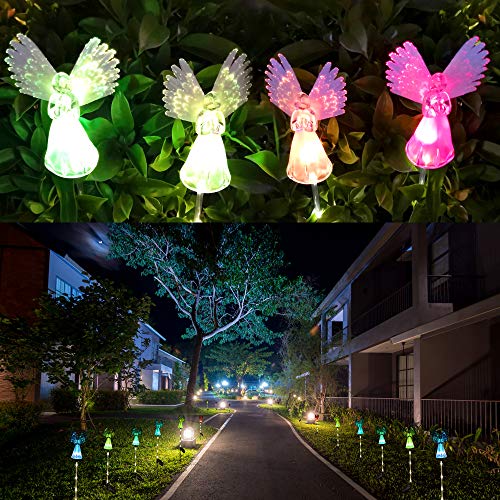 Solar Angel Lights Outdoor, Qualife Garden Gifts for Housewarming Mom Women,Solar Powered Decorative Light for Garden Yard Patio, Cemetery Grave Decorations, 2 Pack.