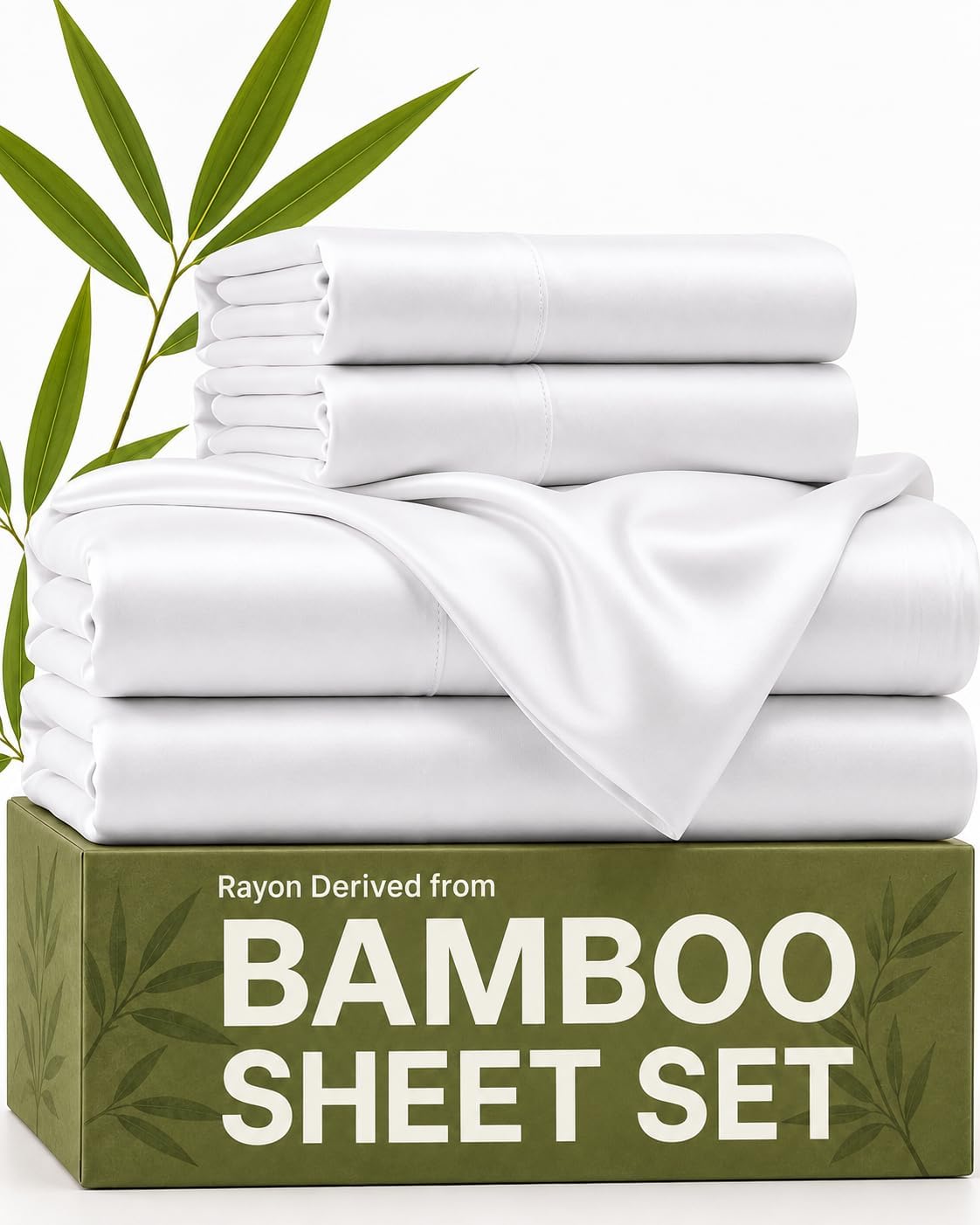 100% Rayon Derived from Bamboo - Bamboo Sheets Queen Size - White