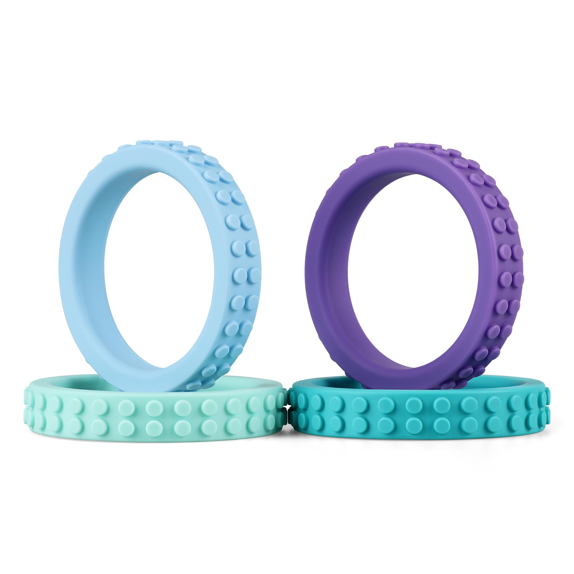 Chew Bracelets for Sensory Kids, Silicone Chew Bracelet, Oral Motor Chewy Teether Bracelet for Chewers with Autism, ADHD, SPD, or Biting Needs, 4 Colors