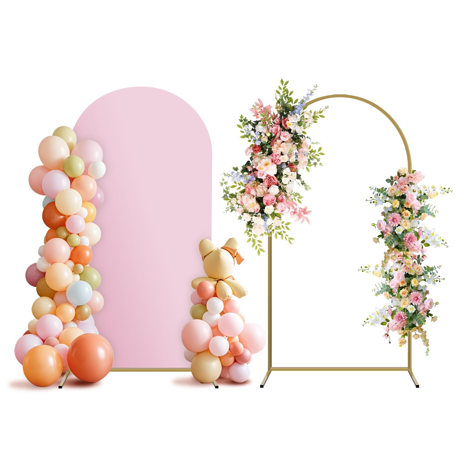 Metall-Ballonbogen-Hintergrundständer und Abdeckungs-Set, gewölbter Rahmen für Hochzeit, Party, Geburtstagsdekorationen