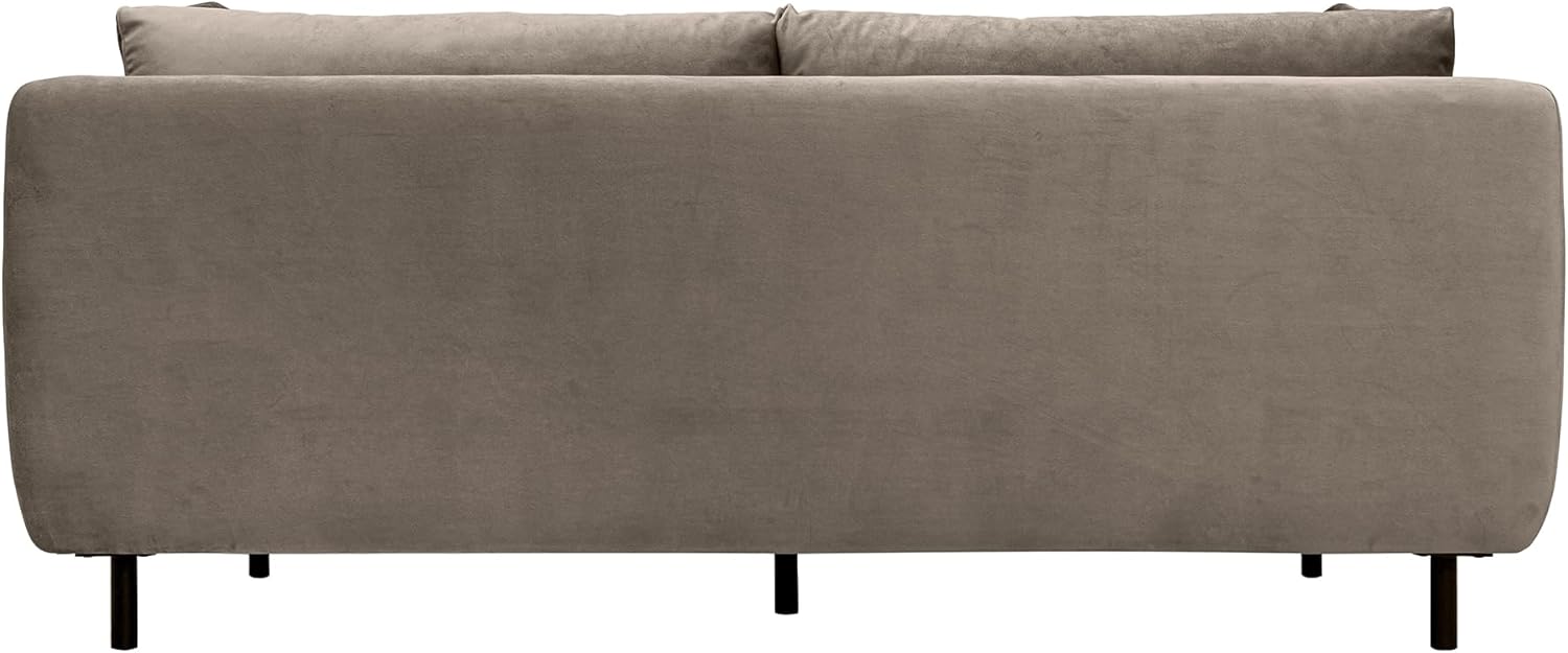 Armen Living Serenity 79" Fossil Gray Velvet Sofa with Black Metal Legs