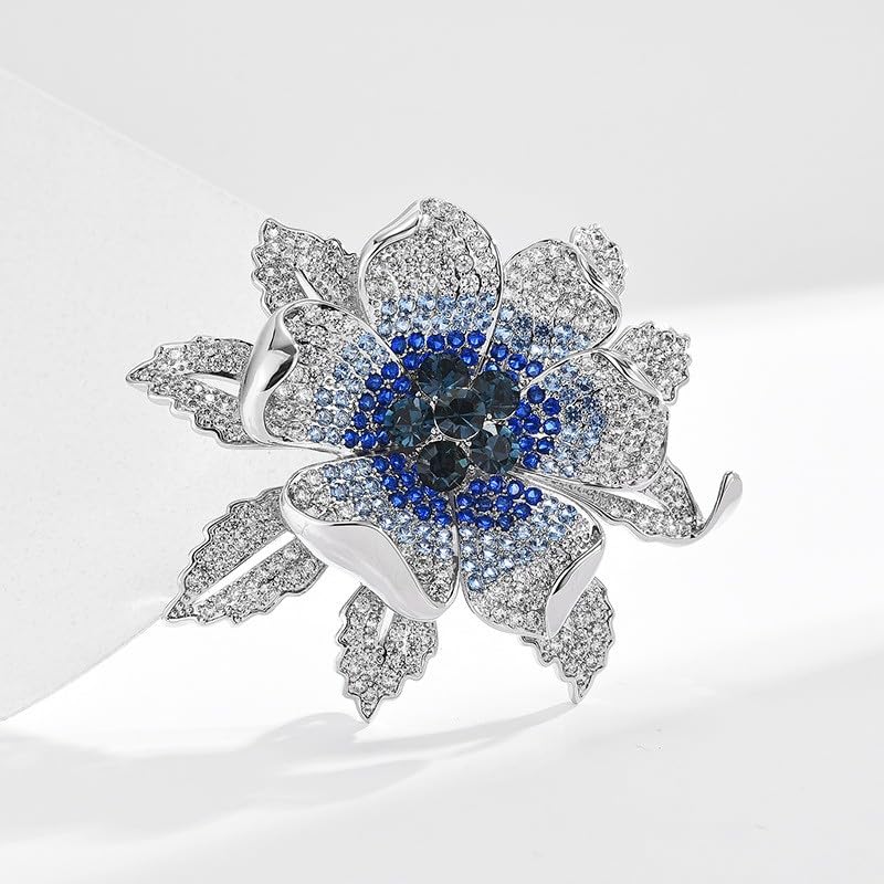 Image of Rhinestone Flower Brooch Austrian Crystal Flower Pin 18k Gold Plated Floral Brooch Lapel Pin Jewelry Mother's Day Birthday Gifts for Mom Wife