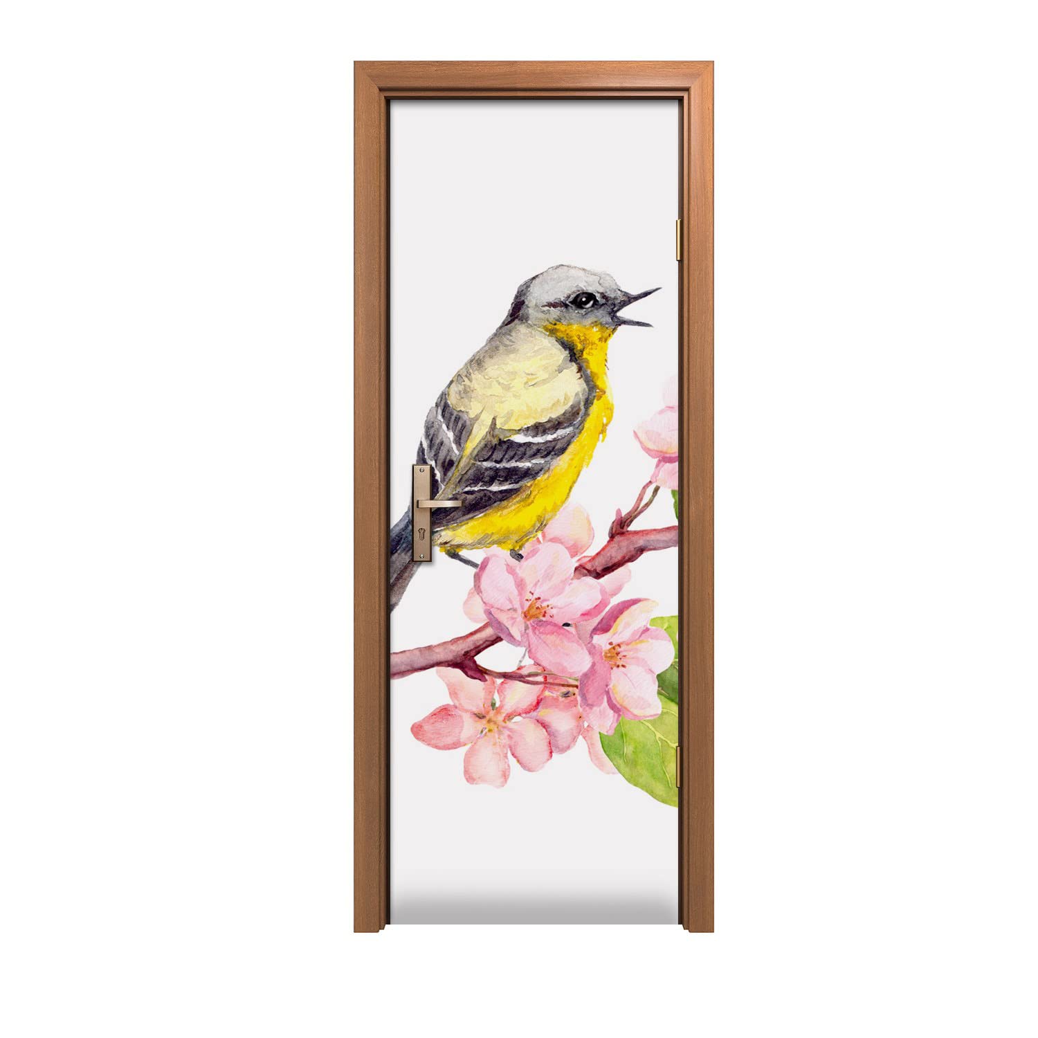Autocollant de porte haut de gamme Fleurs d'oiseau 70x200cm Coloray