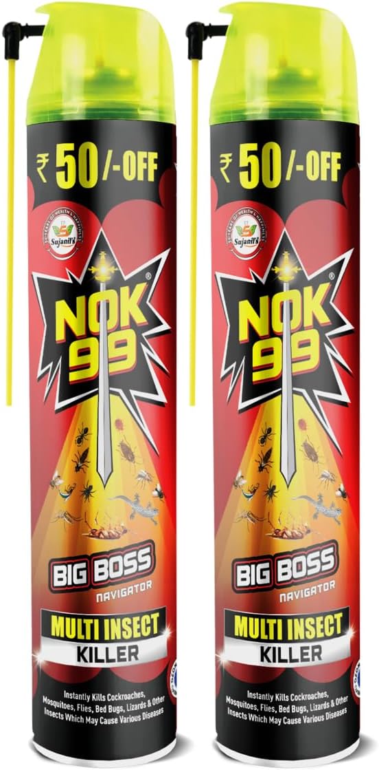 Nok 99 Big Boss, Multipurpose Insect Killer Aerosol Instantly Kills Cockroaches Mosquitoe and Crawling and Flying Insects Pack of 2, 625 ml