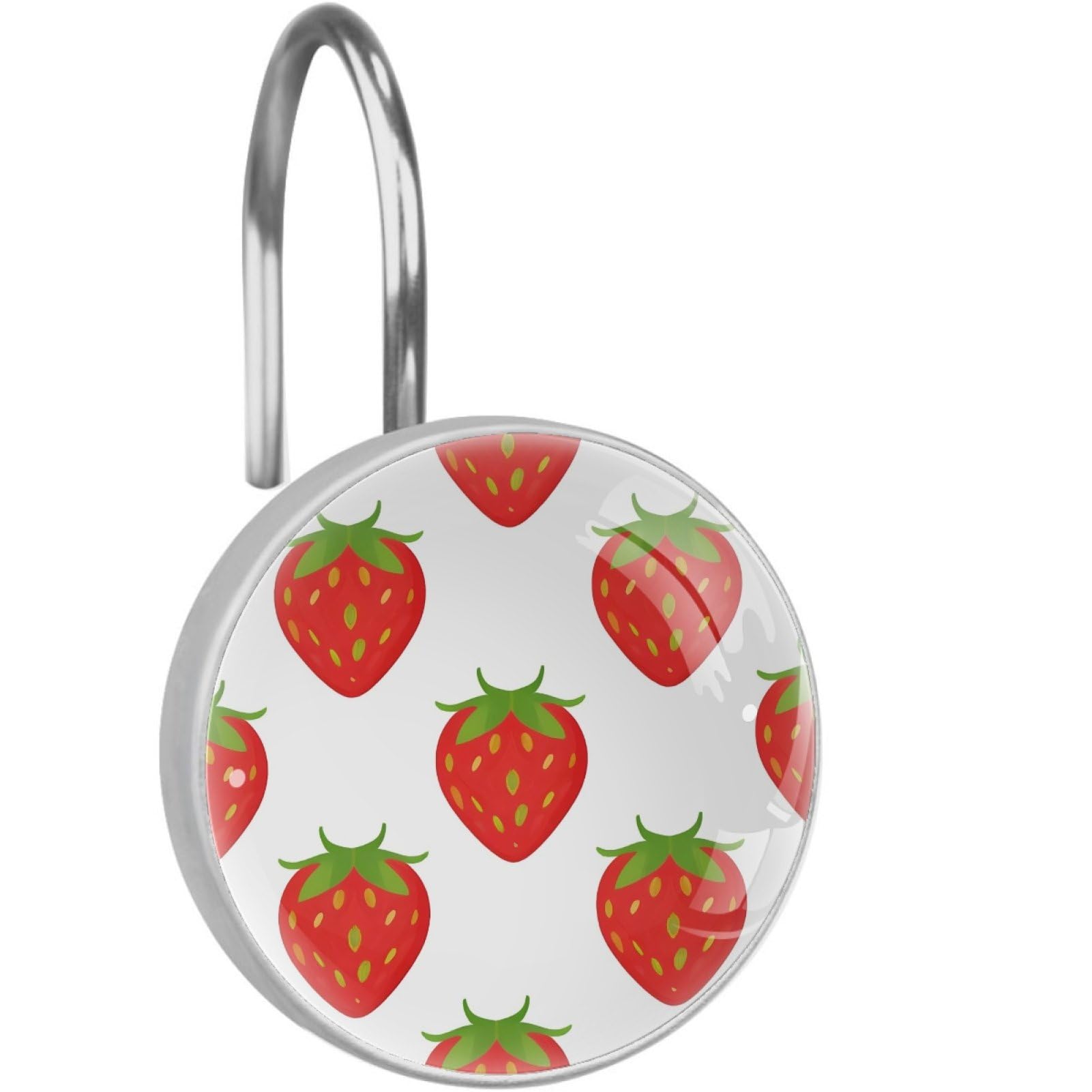 VAPOKF Decorative Shower Curtain Hook, Strawberry Rustproof Stainless Steel Shower Curtain Hook for Bathroom, Shower Curtain Hangers for Shower Rod