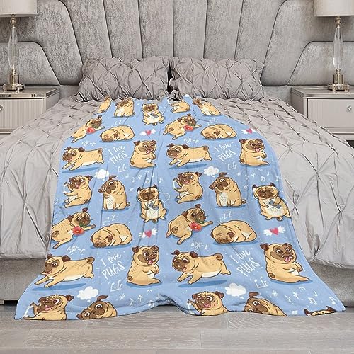 Begarm Pug Blanket Gifts For Kids Adults - Puppy Dog Pug Lovers Throw For Boys Girls Men Bedroom Living Room Decor Soft Fuzzy Fleece Cozy Plush Bed Couch Birthday Christmas Lightweight Blanket 50 Inchx60 Inch thumb #4