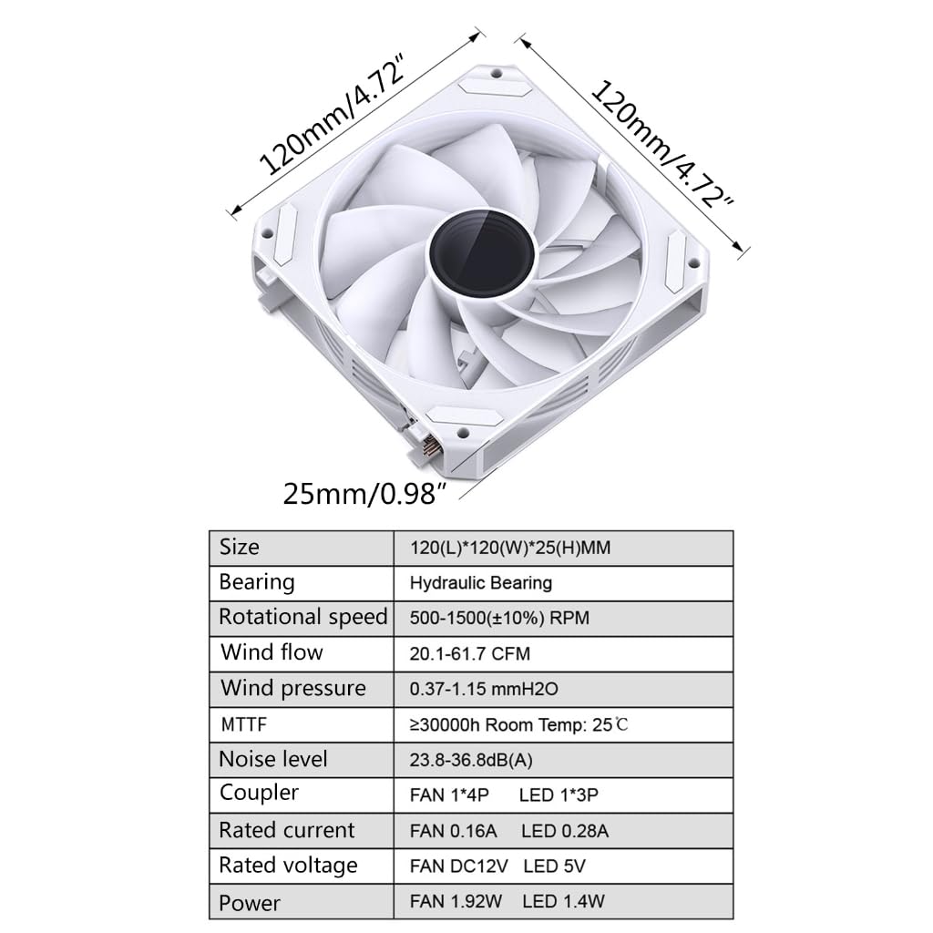 Ventola di raffreddamento ARGB regolabile per PC, 120 mm, controllo silenzioso, ventola di raffreddamento per computer ARGB Aura Sync PWM 5 V 3 pin