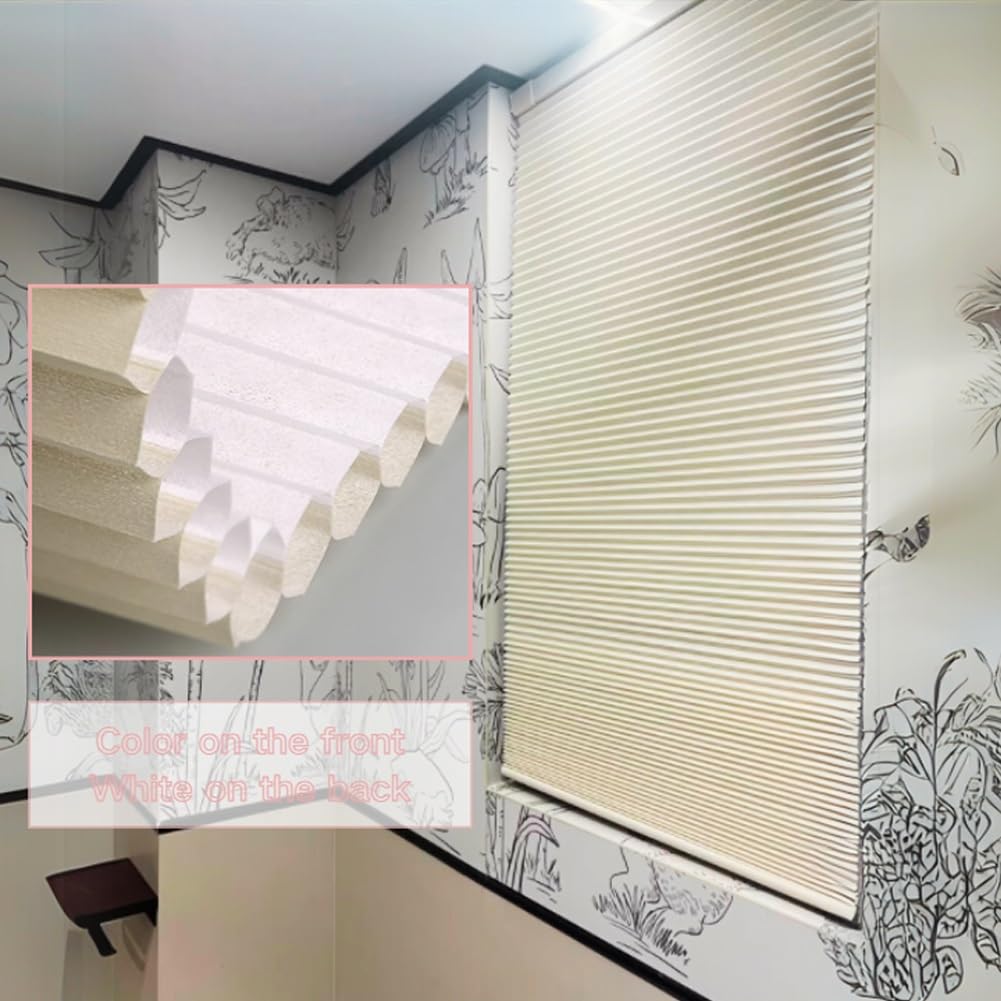 Cellular Shades No Drill, Indoor Blackout Blinds for Window, Cordless No Tool Honecomb Blinds, Waterproof and Silent Windows Shades, 1pcs Customized(Gray)