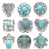 Lovglisten 7pcs/lot New Snap Jewelry Vintage Turquoise Style Snap Buttons Fit 18mm Snap Button Bracelet Bangles