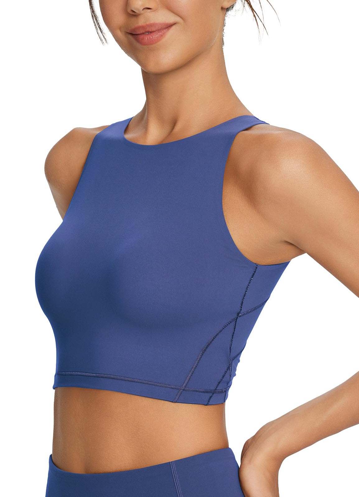 BALEAFNuleaf High Neck Longline Sports Bra for Women U Back Workout Tank Top Padeed Yoga Crop Tops