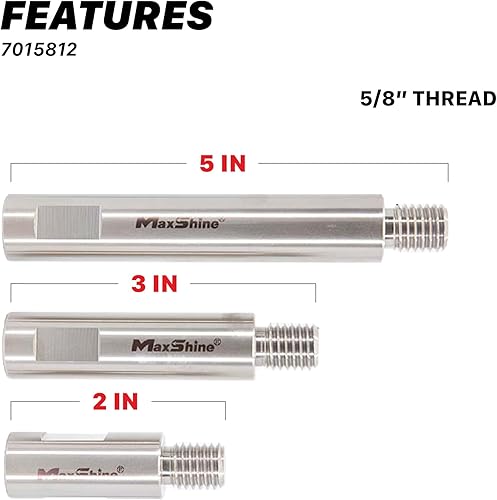 Miniatura 2 de Maxshine Conjunto de eje de extensión giratorio de acero inoxidable, 3 piezas, 2 pulgadas, 3 pulgadas, 5 pulgadas