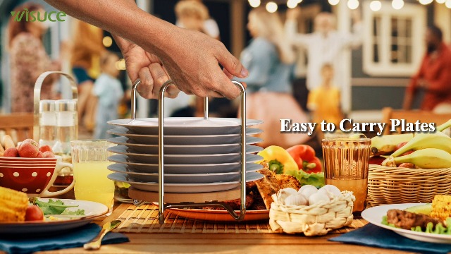 Bamboo Dish Rack For Kitchen Cabinet – Adjustable Plate & Bowl Organizer With Handle | Space Saver For Countertop, Drawer, Or RV