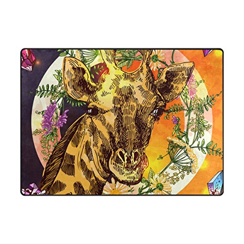 ALAZA Giraffe Print Boho Style Decorative Area Rug #TOP26
