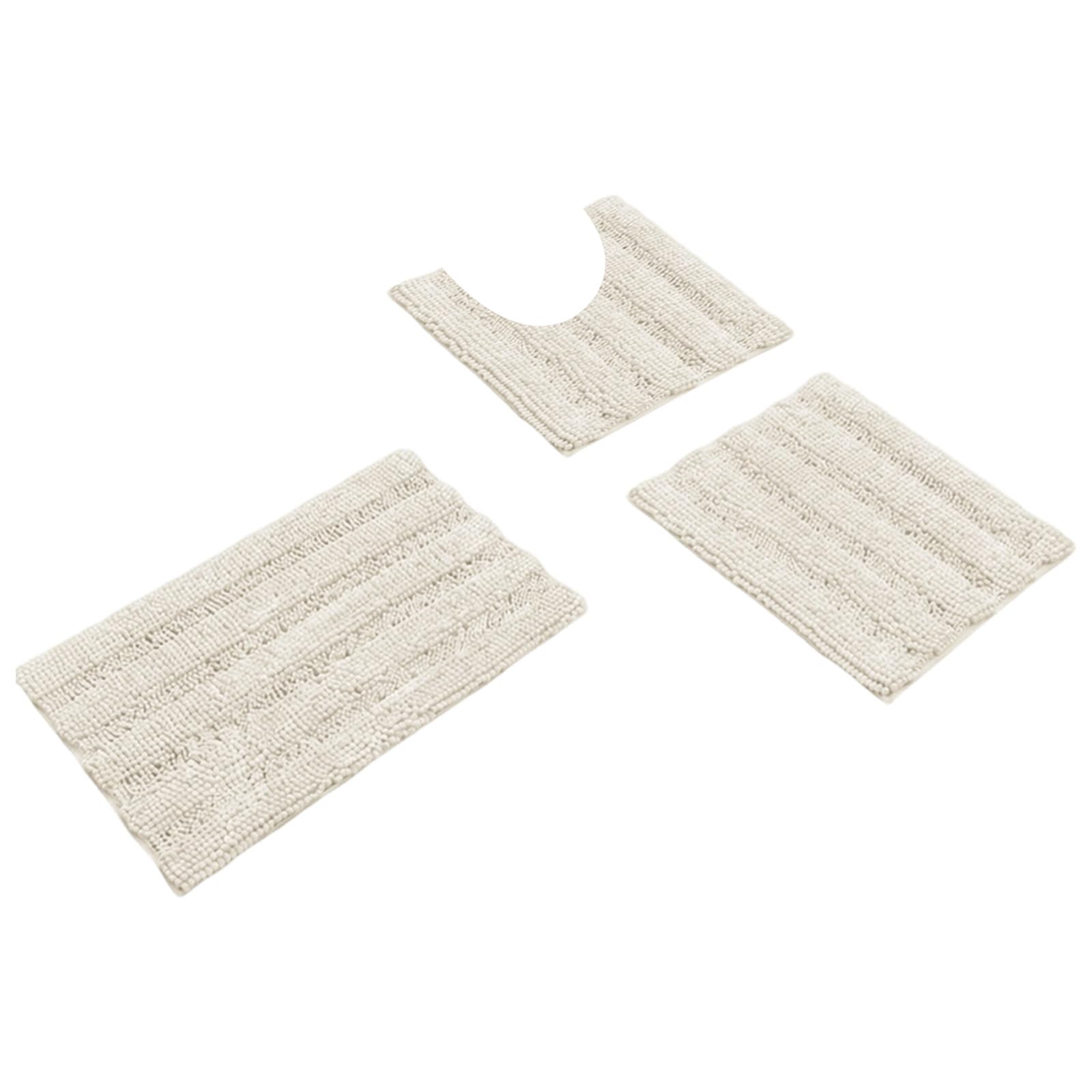 Tsophreniq Absorbent Chenilles Bathroom Rugs 3 Pieces Set Ribbed Bath Mats for Shower Door Sink Area Toilet Side and Tub Floor Bathroom Rug