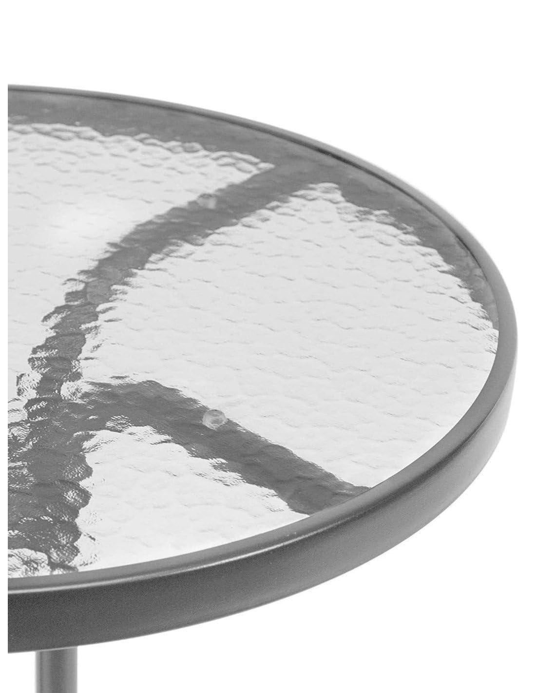 Jardin202 - Mesa de Cristal Redonda con Base metálica | Ideal para Terraza, Jardín o Balcón | 60x70cm | (Gris)