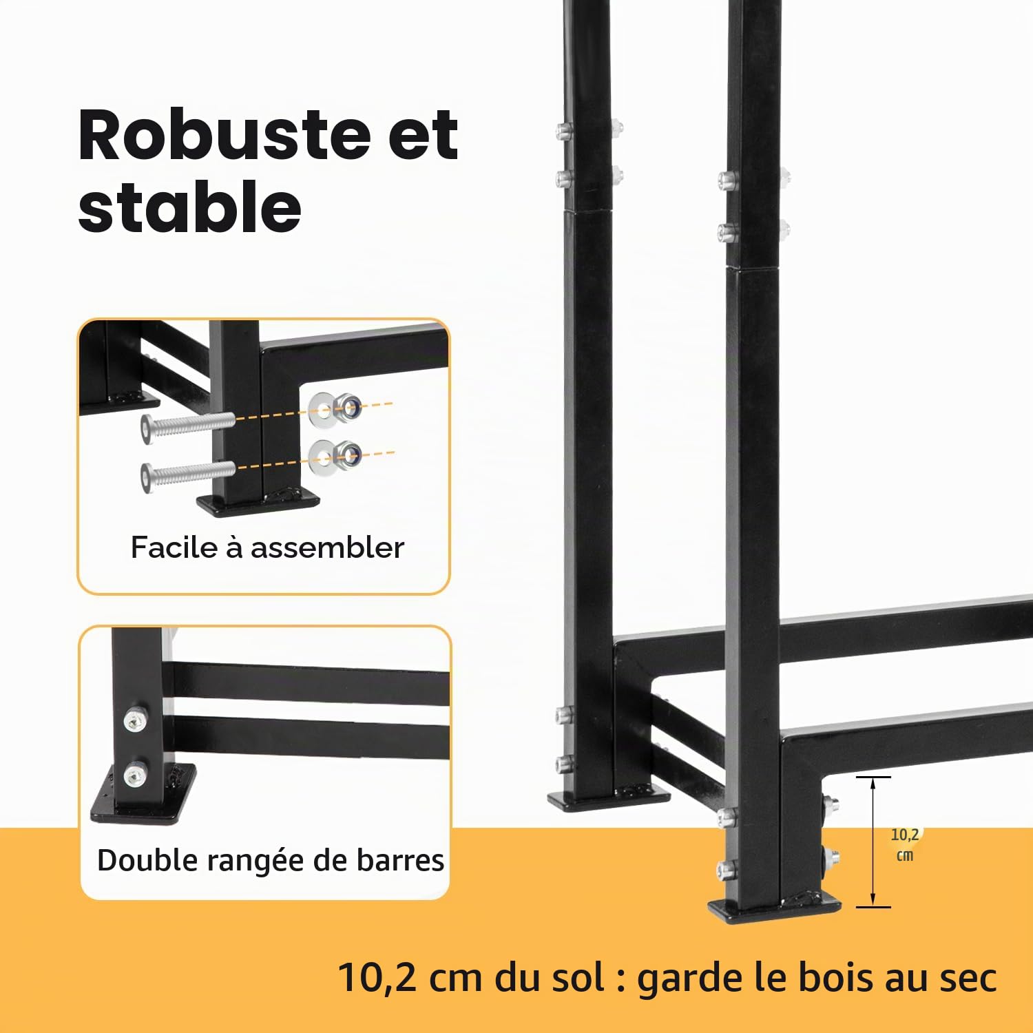 NALONE Support de bois de chauffage d'extérieur 120CM avec housse imperméable et sac de transport