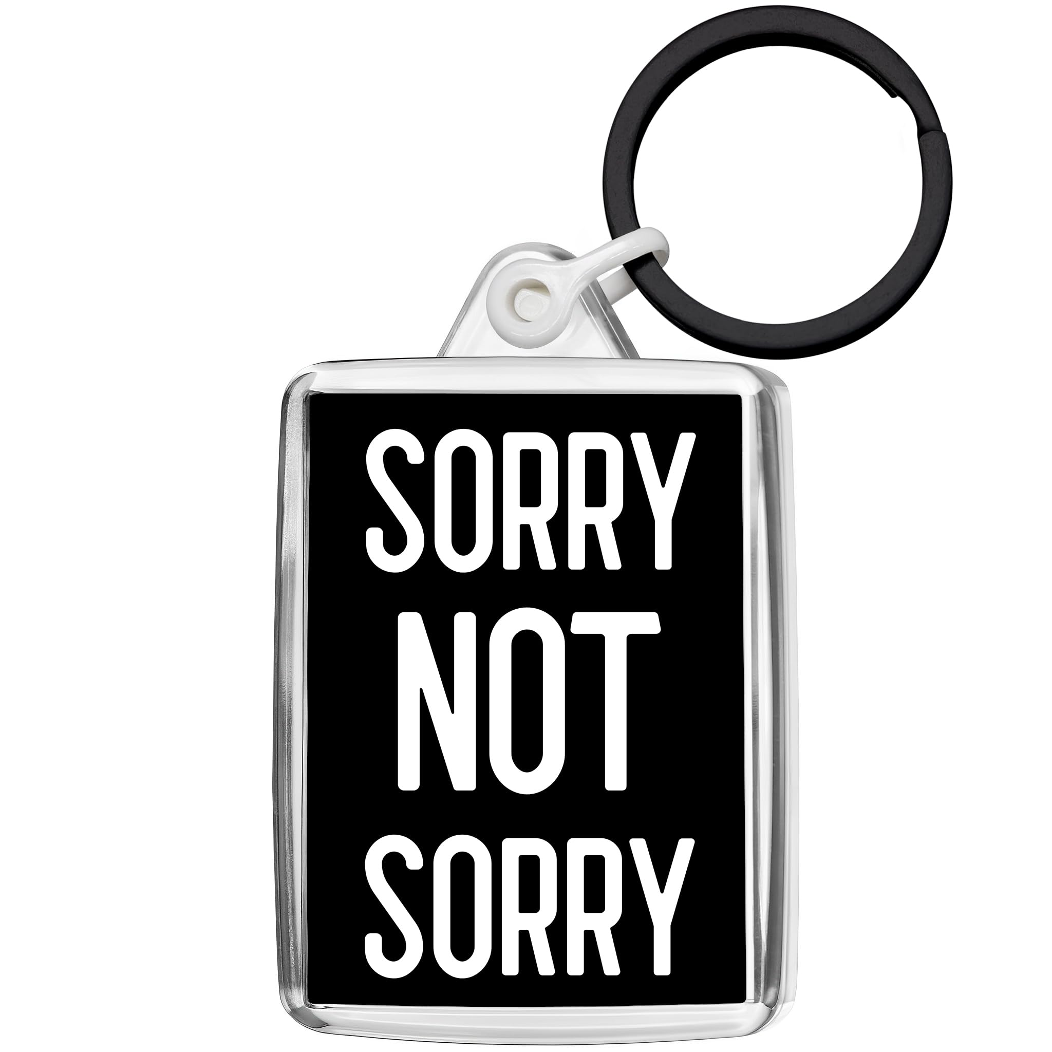 Pixly® Not Sorry Keyring Key Fob Black Keychain Joke Keepsake Funny Gift for Him Her