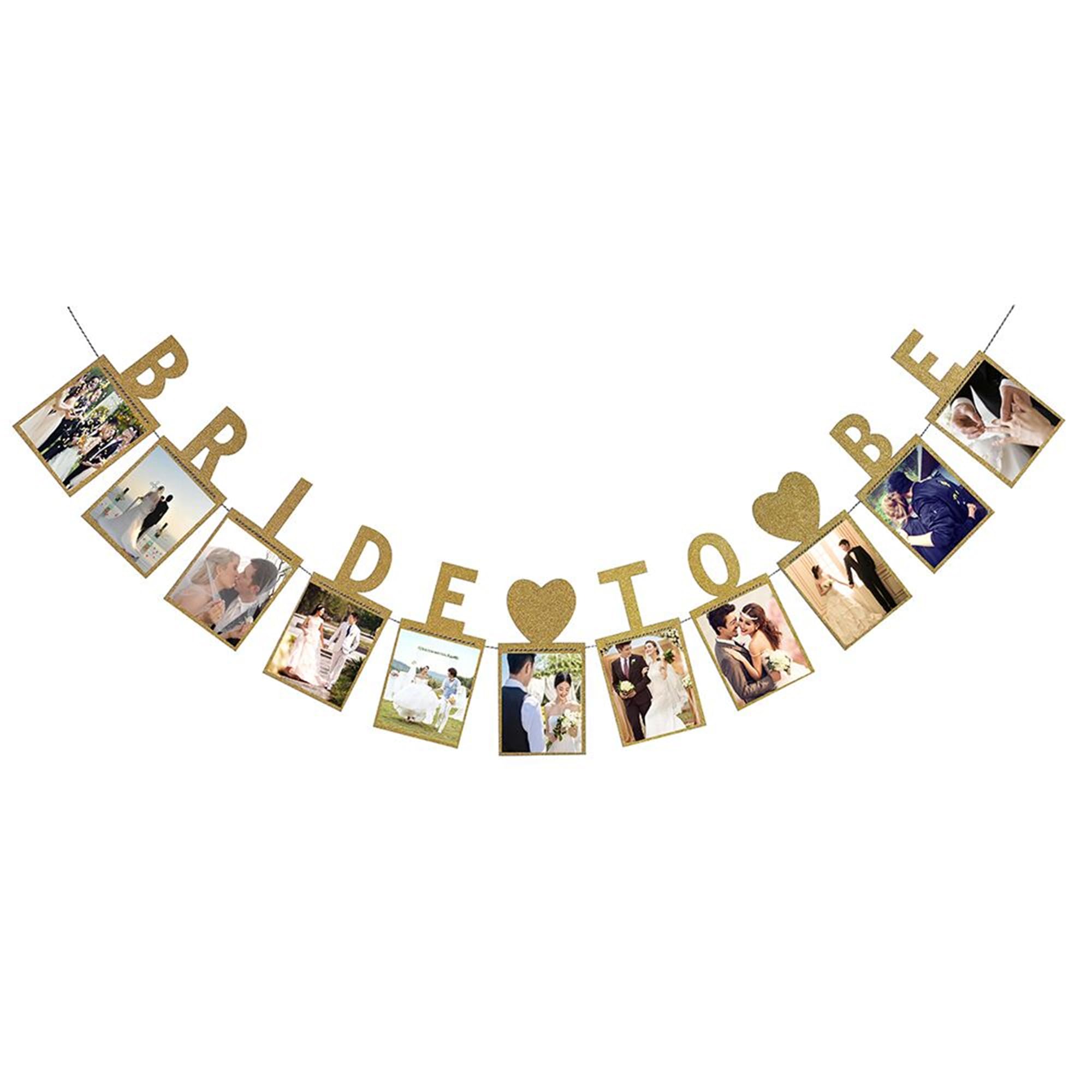 Bride to Be Photo Banner-Gold bride to be picture banner garland with Ring-Wedding sign Bridal shower photo bunting-Hen do parry decor (Gold)