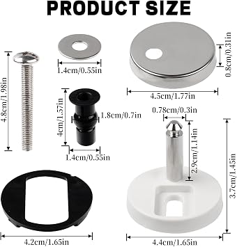 4 Pack Quick Release Toilet Seat Fixings, Universal Toilet Seat Hinge Fittings Replacements, Toilet Seat Hinges for WC Toilet Blind Holes with 2 Pcs Screw Kit
