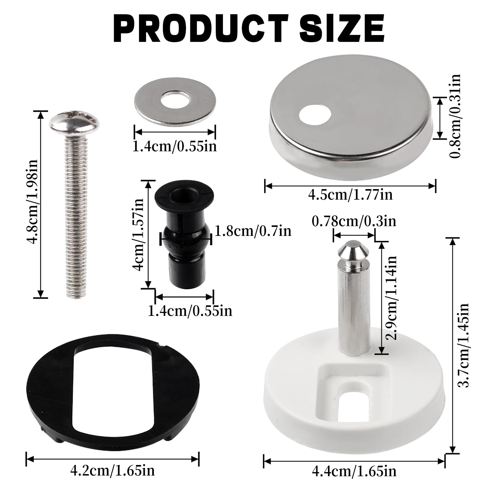 Stainless Steel Hinge Fixing Kit Replacements,Toilet Seat Fittings Fixings, Replacement Hinge with Fittings and Repair Parts, Enhanced Durability Back Replacement Hinge for Toilet (Upgraded Version) - Image 2
