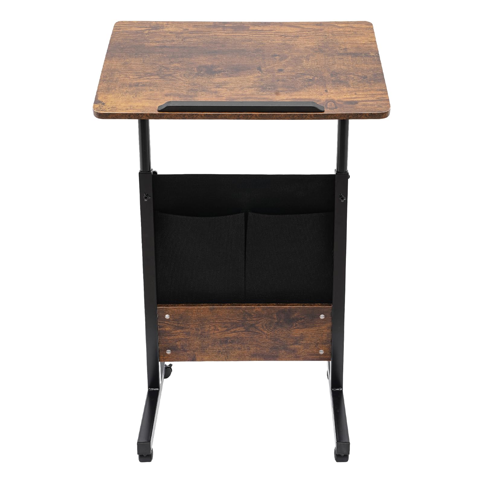 Standing Computer Desk with Adjustable Height Portable Laptop Desk with Storage Bag Brown Rolling Computer Stand with 4 — view 7