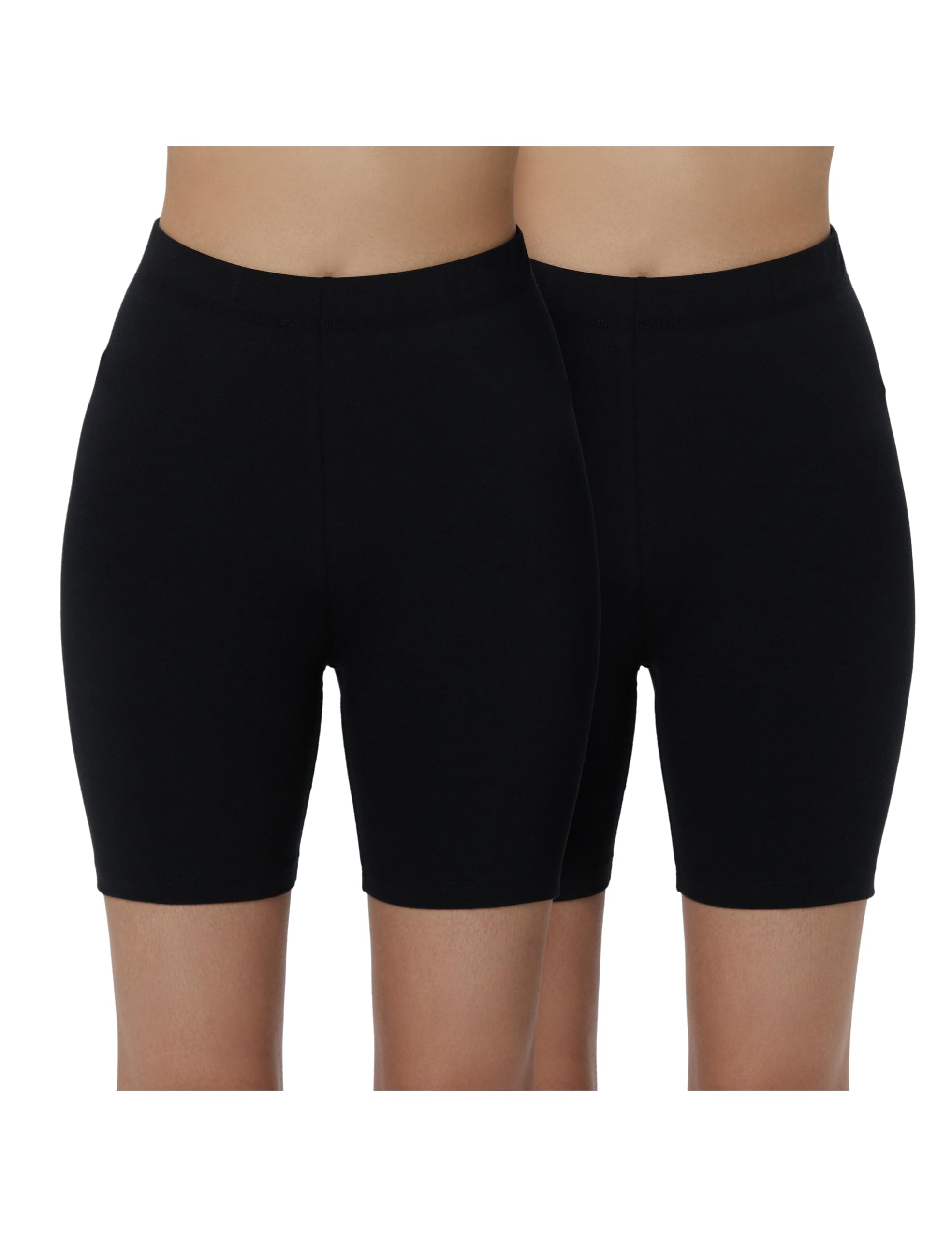 amazon brand - symbol Women Cotton Elastane Stretch Cycling Shorts with Supersoft Elasticated Waistband (Pack of 2) (Available in Plus Sizes)-picture-31