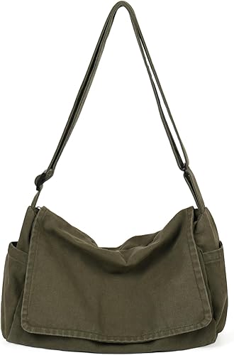 ChuLian Bolsa de mensajero para mujeres y hombres, de lona, bolsa de viaje, estilo hobo, casual, bandolera, bolsa de hombro