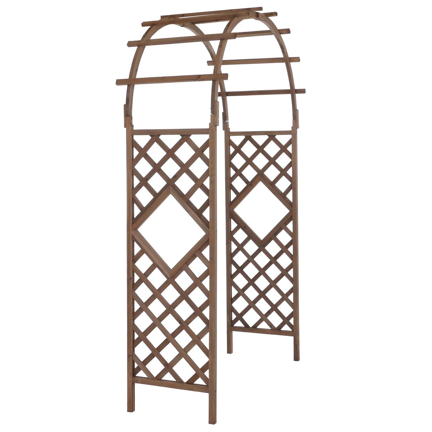 Mendler Rosenbogen HWC-Q20, Rankgitter Rosenspalier Rankhilfe Torbogen Garten Holz FSC®-Zertifiziert 210x126x60cm - Dunkelbraun